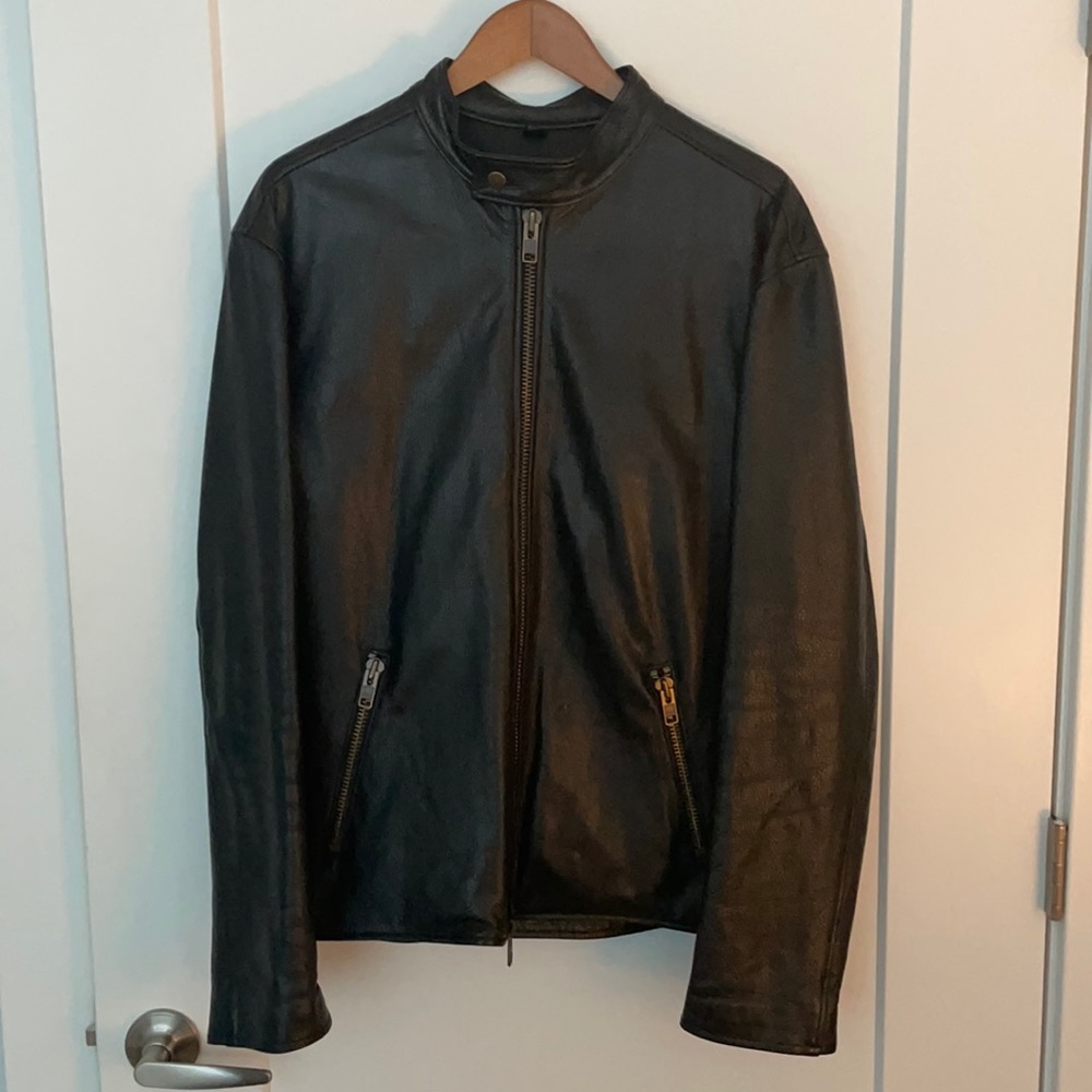 Black Leather Biker Jacket (Lrg)